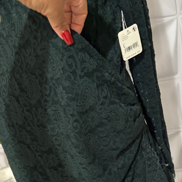 Free People Deep Green Lace Long Sleeve Dress - Picture 5 of 13
